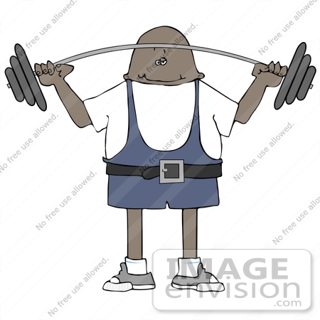 #16510 African American Weightlifter Man Clipart by DJArt