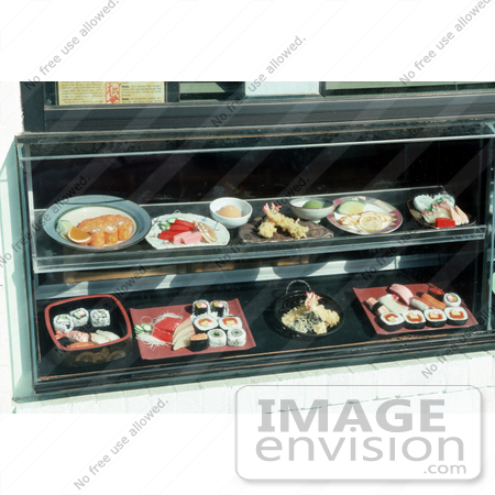 #16801 Photo of Japanese Makizushi, Sushi, and Shrimp Food on Display by JVPD