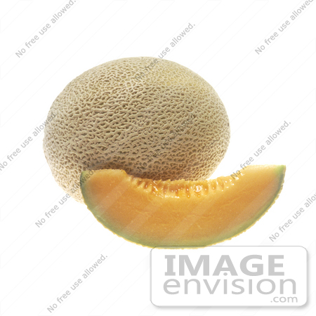 #16942 Picture of a Slice of Cantaloupe and Whole Melon by JVPD