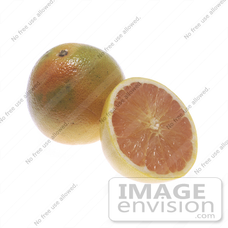 #16948 Picture of a Whole and Half of a Grapefruit on a White Background by JVPD