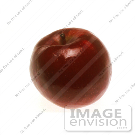 #16957 Picture of a Shiny Red Apple With a Stem on a White Background by JVPD