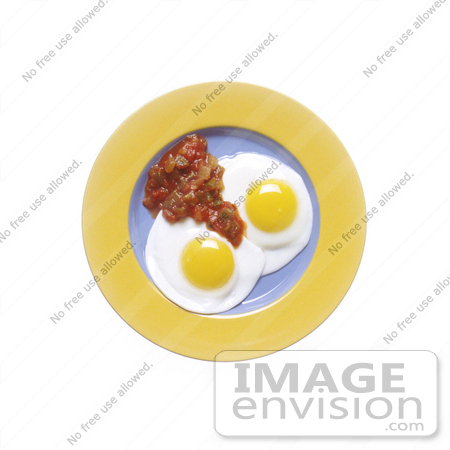 #16969 Picture of Two Sunny Side Up Fried Eggs With Salsa Breakfast by JVPD