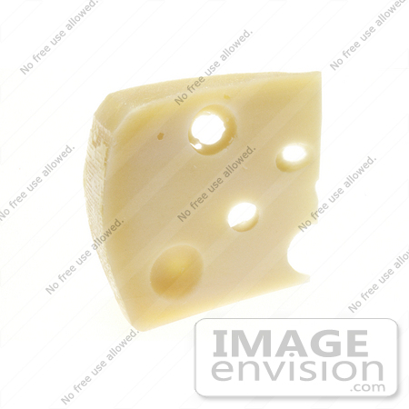 #16978 Picture of Wedge of Swiss Cheese With Holes Over a White Background by JVPD