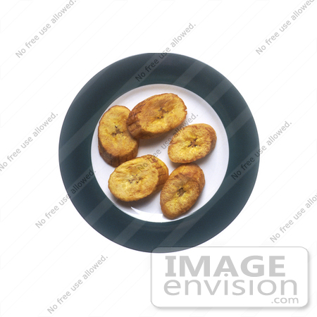 #16979 Picture of Pieces of Fried Plantain on a Plate Over a White Background by JVPD