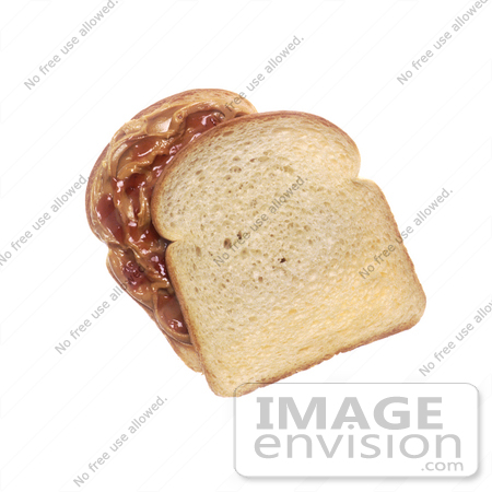 #16991 Picture of One Whole Peanut Butter and Jelly Sandwich on White Bread by JVPD