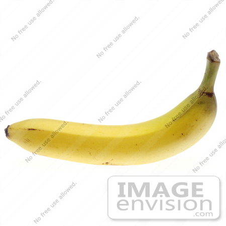 #16992 Picture of One Whole Ripe Banana With Slight Bruising on a White Background by JVPD