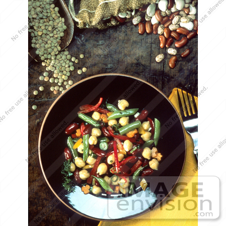 #17097 Picture of a Bowl of Beans and Legumes on a Wooden Table by JVPD
