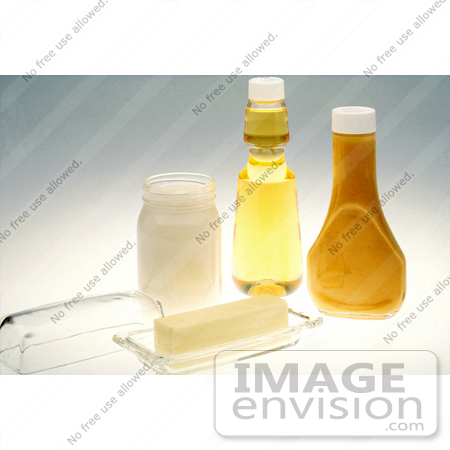 #17130 Picture of a Stick of Butter, Jar of Mayo, Bottle of Oil and Container of Salad Dressing by JVPD
