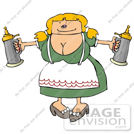 #17241 Blond Caucasian Oktoberfest Beer Maiden Woman Clipart by DJArt
