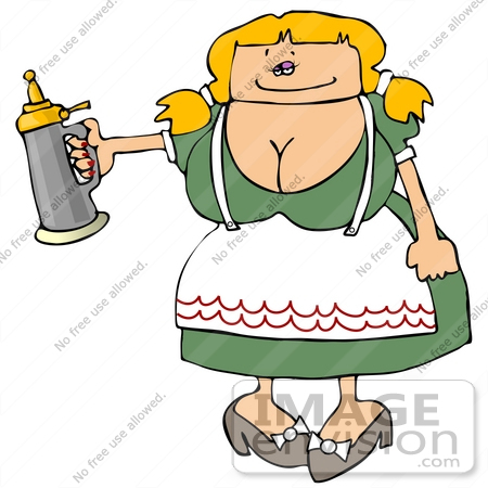 #17243 Blond Oktoberfest Woman Holding a Beer Stein Clipart by DJArt