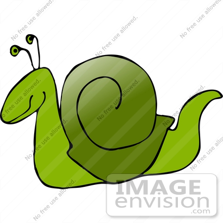 #17259 One Snail With a Dark Green Shell and Lighter Green Flesh Clipart by DJArt