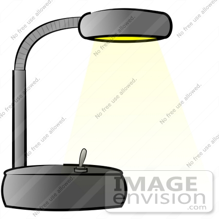 #17265 Gray Desk Lamp Turned On Clipart by DJArt