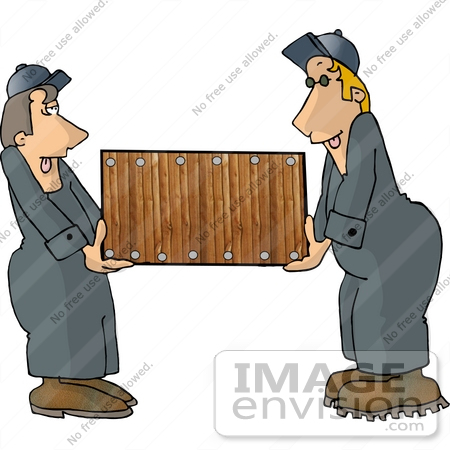 #17436 Moving Men Carrying a Wooden Box Clipart by DJArt
