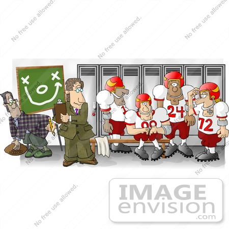 #17437 Football Team Discussing the Play Clipart by DJArt