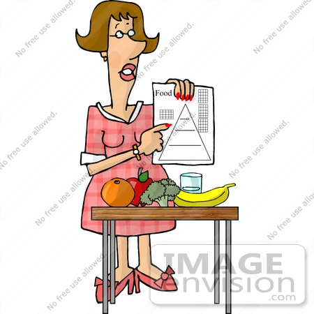 #17438 Dietician Woman With the Food Pyramid and Fruits and Vegetables Clipart by DJArt