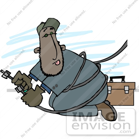 #17439 Cable Repair Man Tangled in Cables Clipart by DJArt