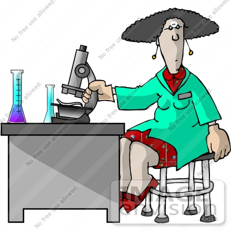 #17444 Lab Technician Woman Using a Microscope Clipart by DJArt