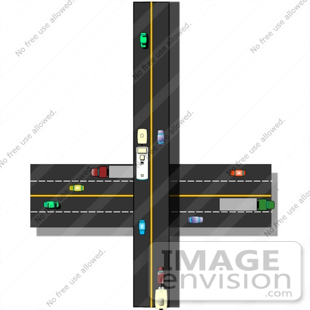 #17451 Traffic on Crossroads Highways Clipart by DJArt