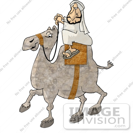 #17454 Arabian Man Riding a Camel Clipart by DJArt