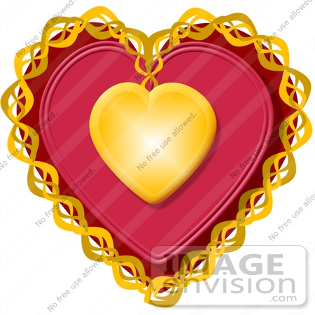 #17457 Chained Golden and Red Heart Clipart by DJArt