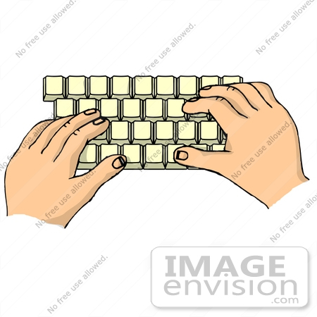 #17473 Hands on a Computer Keyboard Clipart by DJArt