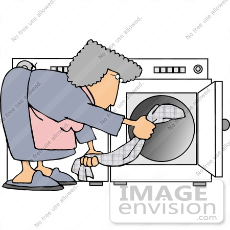 #17476 Woman Putting Clothes in a Dryer Clipart by DJArt