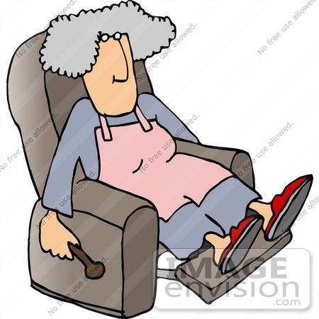 #17490 Senior Woman in a Recliner Chair Clipart by DJArt