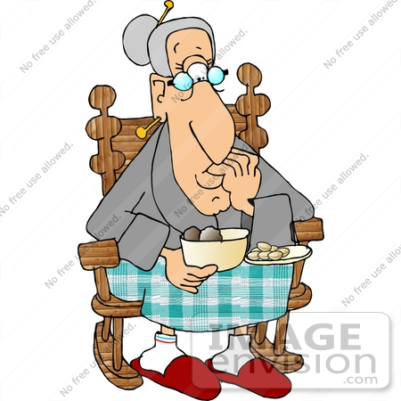 #17491 Old Woman in a Rocking Chair, Eating Cookies Clipart by DJArt