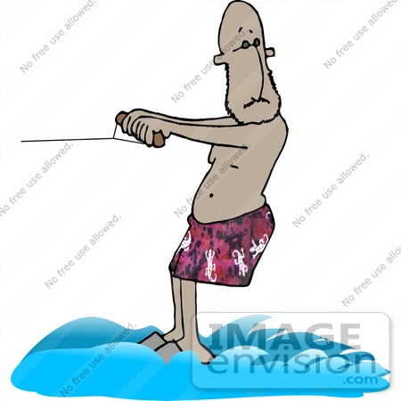 #17502 African American Man Water Skiing Clipart by DJArt