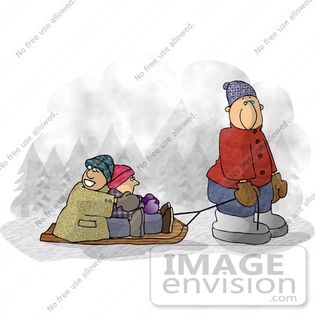 #17503 Family Going Sleigh Riding Clipart by DJArt