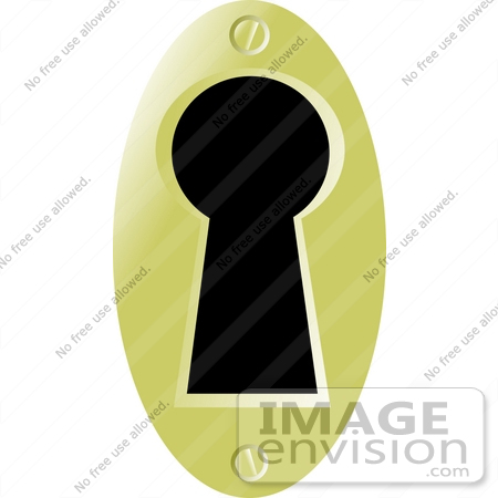 #17509 Black Key Hole With a Brass Plate Clipart by DJArt