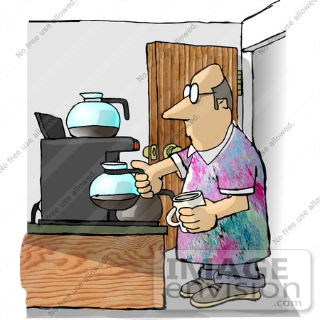 #17663 Caucasian Man Taking a Coffee Break, at a Coffee Station Clipart by DJArt