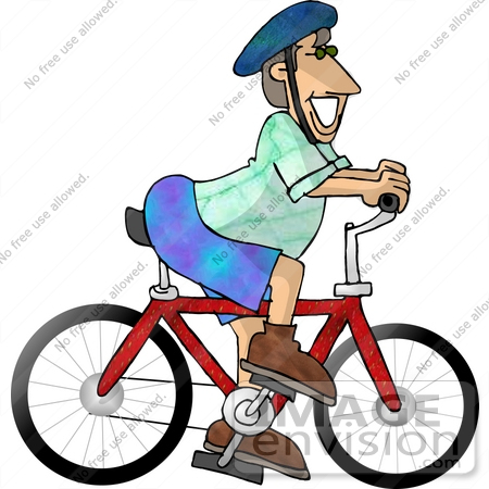 #17664 Man Riding a Bike to Save Gas Money and to Protect the Environment Clipart by DJArt