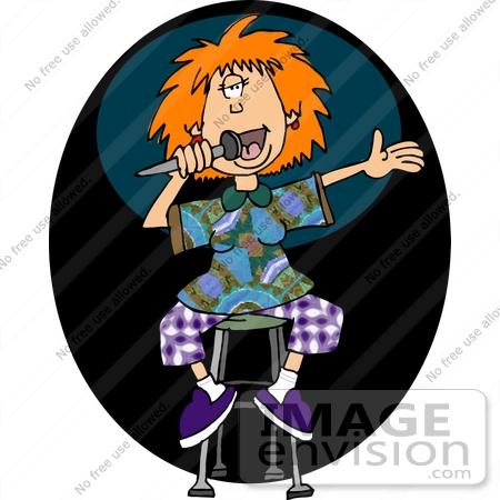#17670 Stand Up Comedienne Woman on Stage Clipart by DJArt