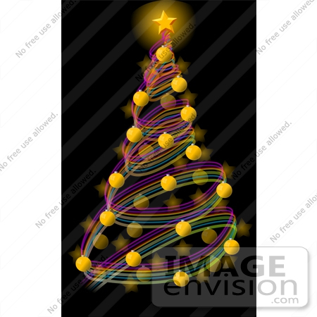 #17671 Spiral Christmas Holiday Tree With Baubles and Star at the Top Clipart by DJArt