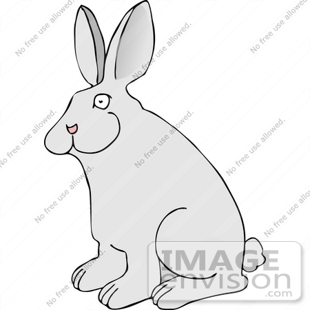 #17672 Alert Gray Bunny Rabbit With a Fluffy Tail Clipart by DJArt