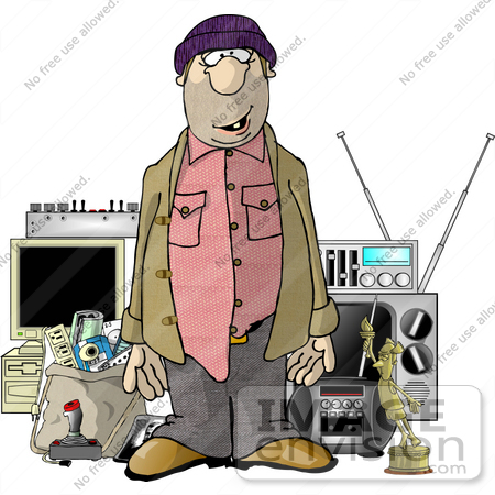 #17678 Robber Man Standing With a Stash of Stolen Goods Clipart by DJArt