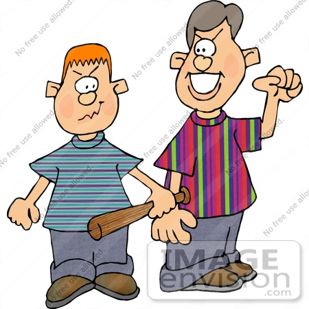 #17679 Two Young Bully Boys Looking For Trouble Clipart by DJArt