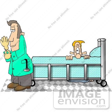 #17680 Patient Hiding From a Prostate Doctor Clipart by DJArt