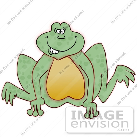 #17687 Silly Green Frog With Buck Teeth, Jumping Clipart by DJArt