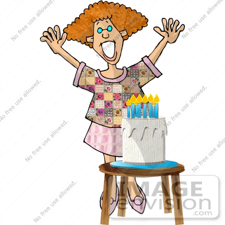 #17691 Woman With a Birthday Cake Clipart by DJArt