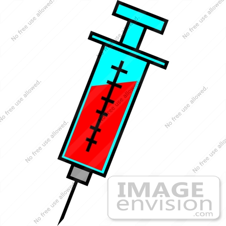 #17702 Needle and Syringe With Red Medicine or Blood Clipart by DJArt