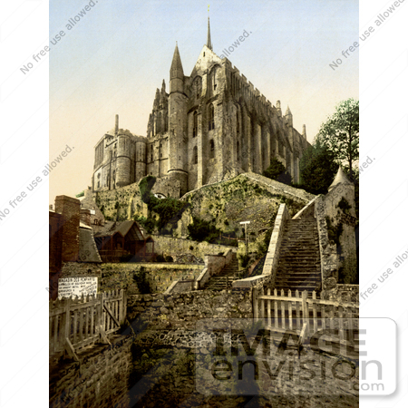 #17714 Picture of Mont St Michel Abbey Viewed From the Ramparts, Normandy, France by JVPD