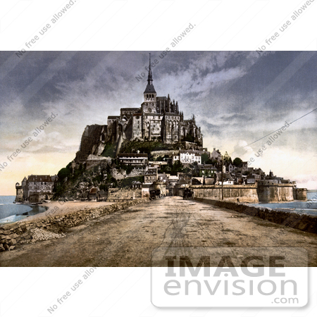 #17716 Picture of View From the Dike on the Abbey of Mont St Michel in Normandy, France by JVPD