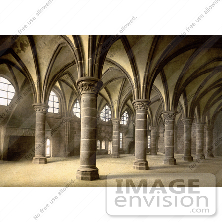 #17717 Picture of Pillars and Arcades of the Knights’ Hall of the Mont St Michel Abbey by JVPD