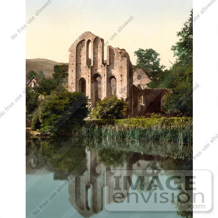 #17779 Photo of the Ruins of Valle Crucis Abbey Reflecting on the Surface of Still Waters by JVPD