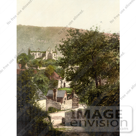 #17799 Photo of the Ruins of Tintern Abbey on a Hilltop Overlooking the Village in Tintern, England by JVPD