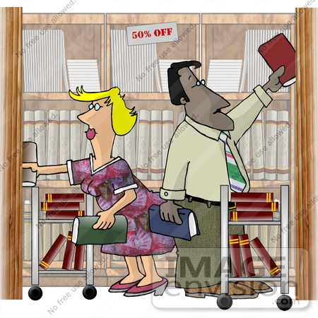 #17818 Man and Woman in a Book Store Clipart by DJArt