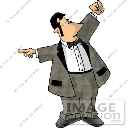 #17826 Waiter Man Calling to Customers and Pointing Them to Their Table in a Restaurant Clipart by DJArt