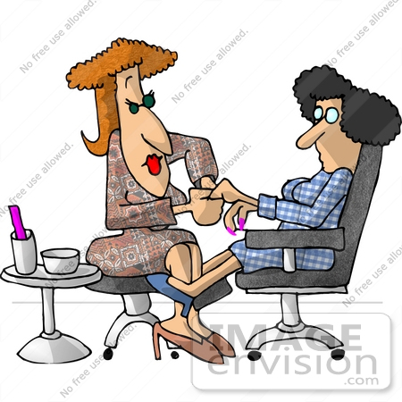 #17832 Female Manicurist Doing a Woman’s Nails in a Salon Clipart by DJArt